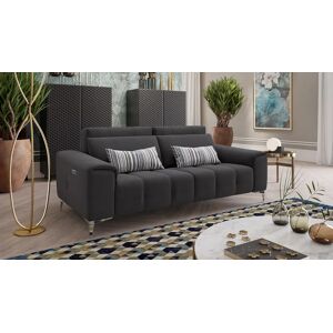 sofanella Italienisches Stoff Sofa SALENTO hochwertig & Relax-Funktion Stoffcouch 178x80x100cm schwarz