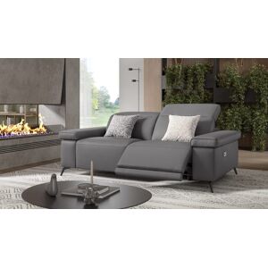 sofanella Italienisches Ledersofa URBANA 2-Sitzer Couch 190x80x114cm Grau