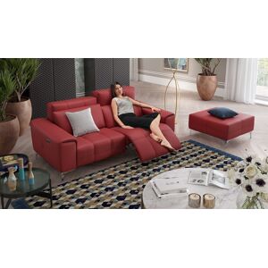 sofanella Leder Couch hochwertig & Relaxfunktion SALENTO Leder Sofa 178x80x100cm rot