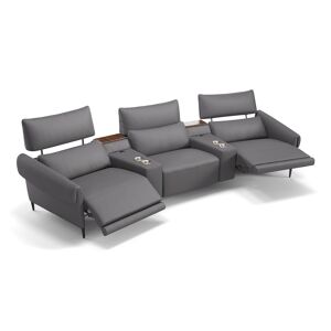 sofanella Ledercouch BIENNO 3-Sitzer Sofa Relaxsofa 313x90x101cm Grau