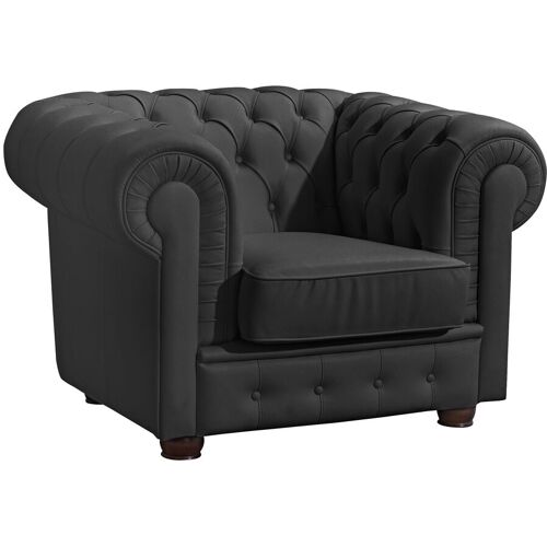 Max Winzer Chesterfield-Sessel MAX WINZER „Windsor“ Sessel Gr. Leder, B/H/T: 110 cm x 75 cm x 96 cm, schwarz Chesterfield Sessel mit edler Knopfheftung