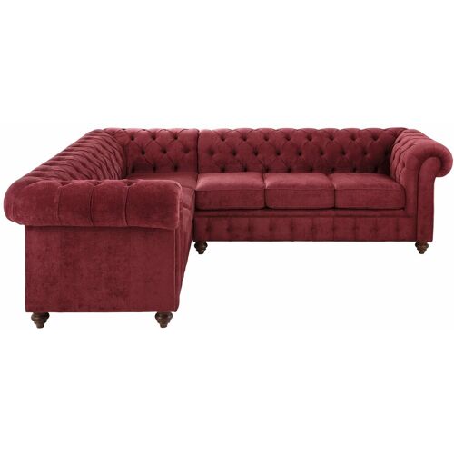 Home Affaire Chesterfield-Sofa HOME AFFAIRE „Chesterfield“ Sofas Gr. B/H/T: 250 cm x 74 cm x 210 cm, Luxus-Microfaser weich, langer Schenkel rechts, rot (weinrot) Chesterfieldsofas mit Knopfheftung, auch in Leder