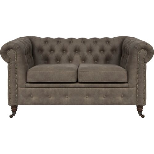 Home Affaire Chesterfield-Sofa HOME AFFAIRE „Aarburg“ Sofas Gr. B/H/T: 148 cm x 77 cm x 87 cm, Luxus-Microfaser Lederoptik, grau (stein) Chesterfieldsofas aufwändige Knopfheftung und Ziernägel im Chesterfield-Design