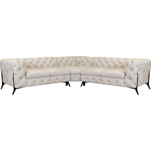 Leonique Chesterfield-Sofa LEONIQUE „Amaury“ Sofas Gr. B/H/T: 264 cm x 75 cm x 262 cm, Samtoptik, gleichschenklig, Füße schwarz, beige Chesterfieldsofas Chesterfield-Optik, BreiteTiefe je 262 cm, Fußfarbe wählbar