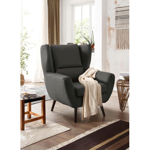 Home Affaire Sessel HOME AFFAIRE „Forli“ Gr. NaturLEDER, B/H/T: 87 cm x 105 cm x 95 cm, schwarz Design-Sessel Ohrensessel Sessel auch in NaturLEDER
