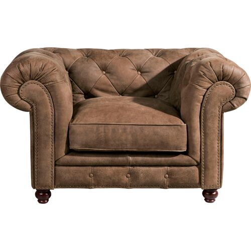 Max Winzer Chesterfield-Sessel MAX WINZER „Old England“ Sessel Gr. Leder 93800, B/H/T: 131 cm x 76 cm x 96 cm, braun Chesterfield Sessel Ledersessel mit Knopfheftung & Ziernägeln