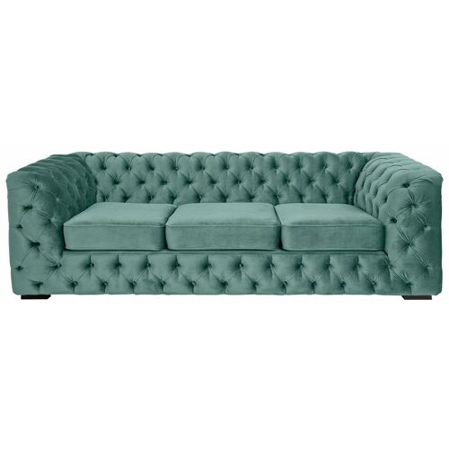 Guido Maria Kretschmer Home&Living Chesterfield-Sofa GUIDO MARIA KRETSCHMER HOME&LIVING „Kalina“ Sofas Gr. B/H/T: 230 cm x 67 cm x 98 cm, Samtvelours, grün Chesterfieldsofas mit klassischer Chesterfield-Knopfheftung