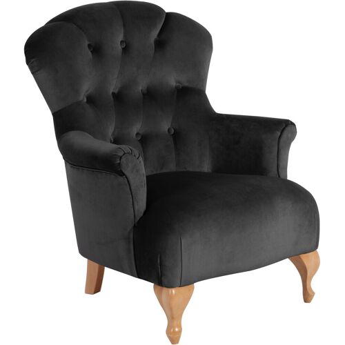 Max Winzer Chesterfield-Sessel MAX WINZER „Clara“ Sessel Gr. Samtvelours, B/H/T: 80 cm x 99 cm x 82 cm, schwarz Chesterfield Sessel mit edler Knopfheftung