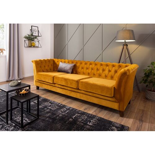 Home Affaire Chesterfield-Sofa HOME AFFAIRE „Dover“ Sofas Gr. B/H/T: 237 cm x 75 cm x 82 cm, Samtoptik, gelb (mustard) Chesterfieldsofas aufwändige Knopfheftung in Chesterfield-Optik