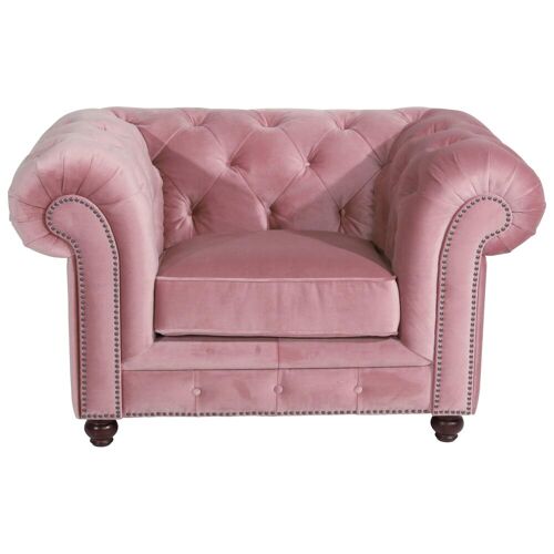 Max Winzer Chesterfield-Sessel MAX WINZER „Old England“ Sessel Gr. Samtvelours 20442, B/H/T: 131 cm x 76 cm x 96 cm, rosa (rosé) Chesterfield Sessel mit edler Knopfheftung