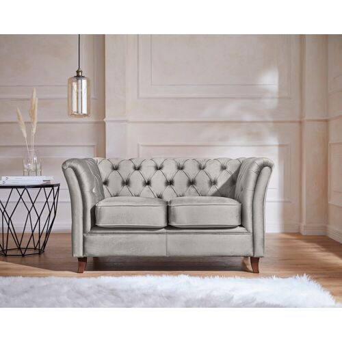 Home Affaire Chesterfield-Sofa HOME AFFAIRE „Reims“ Sofas Gr. B/H/T: 150 cm x 76 cm x 88 cm, Samtoptik, grau (hellgrau) Chesterfieldsofas mit echter Chesterfield-Knopfheftung, hochwertige Verarbeitung