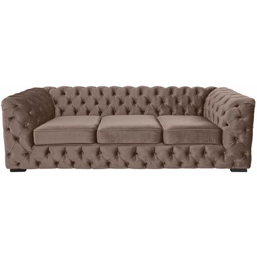 Guido Maria Kretschmer Home&Living Chesterfield-Sofa GUIDO MARIA KRETSCHMER HOME&LIVING „Kalina“ Sofas Gr. B/H/T: 230 cm x 67 cm x 98 cm, Samtvelours, braun Chesterfieldsofas mit klassischer Chesterfield-Knopfheftung