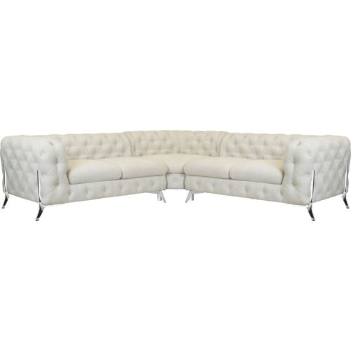 Leonique Chesterfield-Sofa LEONIQUE „Amaury“ Sofas Gr. B/H/T: 264 cm x 75 cm x 262 cm, Struktur, gleichschenklig, Füße chromfarben, beige Chesterfieldsofas Chesterfield-Optik, BreiteTiefe je 262 cm, Fußfarbe wählbar