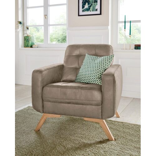 Exxpo – Sofa Fashion Sessel EXXPO – SOFA FASHION „Fiord“ Gr. Vintage, Beine Eiche geölt, B/H/T: 81 cm x 87 cm x 78 cm, braun (cappuccino) Einzelsessel Sessel