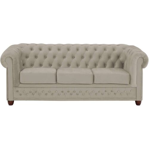 Home Affaire Chesterfield-Sofa HOME AFFAIRE „New Castle“ Sofas Gr. B/H/T: 203 cm x 72 cm x 86 cm, Samtoptik, beige Chesterfieldsofas mit hochwertiger Knopfheftung in Chesterfield-Design, BTH: 2038672