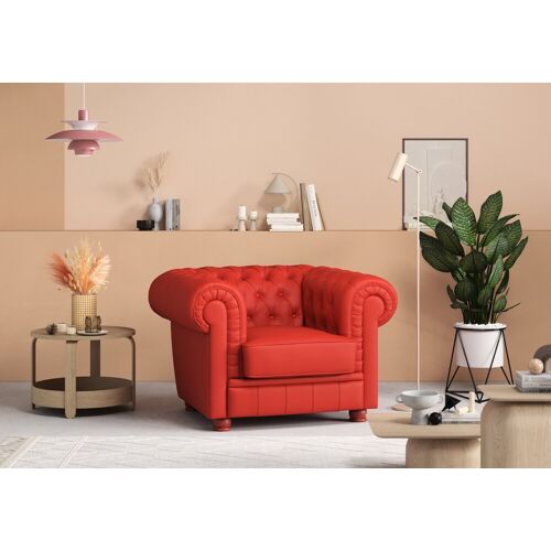 Max Winzer Chesterfield-Sessel MAX WINZER „Kent“ Sessel Gr. Kunstleder 20701, B/H/T: 110 cm x 75 cm x 101 cm, rot (chilli) Chesterfield Sessel mit edler Knopfheftung, Breite 110 cm