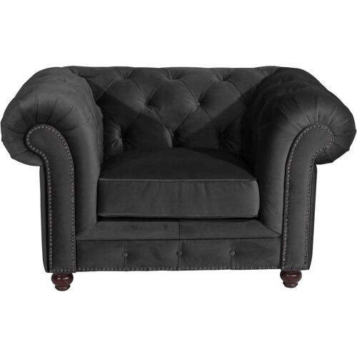 Max Winzer Chesterfield-Sessel MAX WINZER „Old England“ Sessel Gr. Samtvelours 20442, B/H/T: 131 cm x 76 cm x 96 cm, schwarz Chesterfield Sessel mit edler Knopfheftung