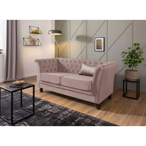 Home Affaire Chesterfield-Sofa HOME AFFAIRE „Dover“ Sofas Gr. B/H/T: 175 cm x 75 cm x 82 cm, Samtoptik, rosa (flamingo) Chesterfieldsofas aufwändige Knopfheftung in Chesterfield-Optik