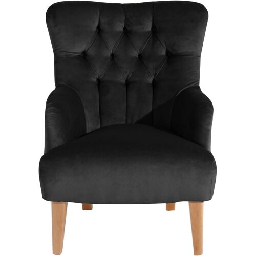 Max Winzer Chesterfield-Sessel MAX WINZER „Bradley“ Sessel Gr. Samtvelours, B/H/T: 75 cm x 98 cm x 85 cm, schwarz Chesterfield Sessel mit edler Knopfheftung