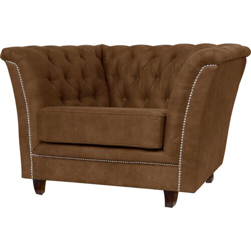 Home Affaire Chesterfield-Sessel HOME AFFAIRE „Derby“ Sessel Gr. Luxus-Microfaser Lederoptik, B/H/T: 116 cm x 75 cm x 82 cm, braun (cognac) Chesterfield Sessel passend zum Polster „Derby“, mit Ziernieten und Knopfheftung