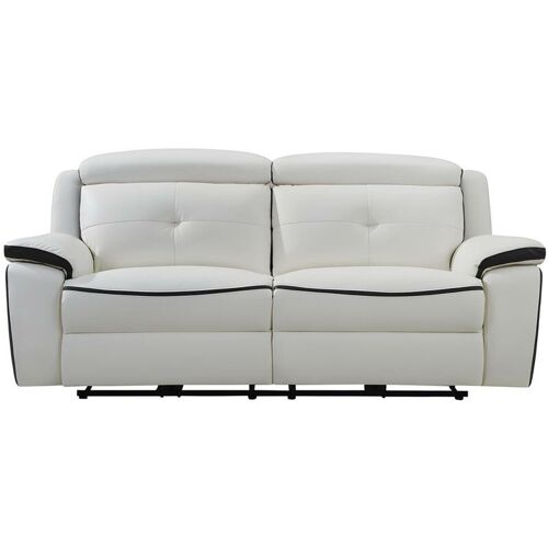 VENTE-UNIQUE Relaxsofa Leder elektrisch 3-Sitzer – Weiß & Anthrazit – angelique – Anthrazitgrau, Weiß