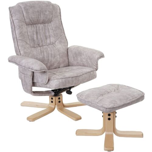 MCW Relaxsessel H56, Fernsehsessel TV-Sessel mit Hocker, Stoff/Textil ~ vintage hellgrau