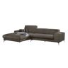 Ecksofa W.SCHILLIG "piedroo" Sofas Gr. B/H/T: 303 cm x 70 cm x 193 cm, Chenille-Flachgewebe R66, Longchair links, mit Kopfteilverstellung-ohne Sitztiefenverstellung, braun (brown r66) Ecksofas Kopfteilverstellung, wahlweise mit Sitztiefenverstellung, Brei