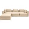 Ecksofa DOMO COLLECTION "Solskin, individuell erweiterbar/kombinierbar L-Form" Sofas Gr. B/H/T: 312 cm x 80 cm x 96 cm, Flachgewebe, beige Gartensofas mit losen Kissen. Rücken- und Seitenteile als Stecksystem.