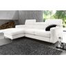 Ecksofa COTTA "Sammy L-Form" Sofas Gr. B/H/T: 226 cm x 92 cm x 105 cm, NaturLEDER, Recamiere links, ohne Bettfunktion-mit Kopfteilverstellung, weiß Leder-Ecksofas wahlweise mit Bettfunktion