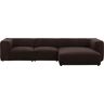 Ecksofa W.SCHILLIG "around-the-block" Sofas Gr. B/H/T: 341 cm x 66 cm x 164 cm, Longlife Xtra-Leder Z69, Longchair rechts, braun (mocca z69) Leder-Ecksofas mit eleganter Biese, Federkern, Breite 341 cm