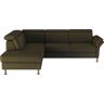 Ecksofa HOME AFFAIRE "Calypso L-Form" Sofas Gr. B/H/T: 259 cm x 85 cm x 227 cm, Lu x us-Microfaser in Lederoptik, Ottomane links, mit Kopfteilverstellung-mit Armteilfunktion-mit Bettfunktion-mit Stauraum-ohne Rela x funktion im Sofa 2,5- Sitzer, grün (oli