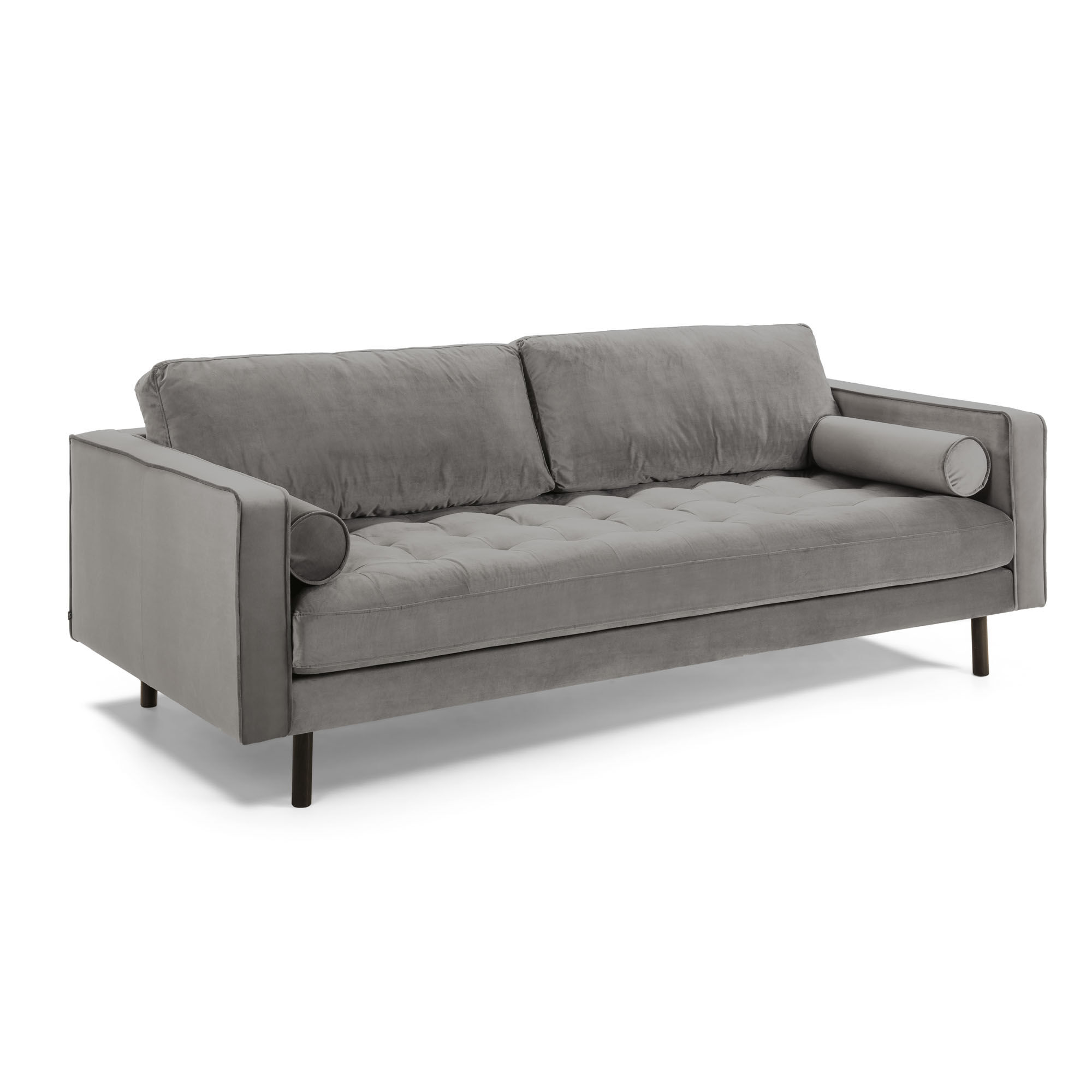 Kave Home - Graues Debra 3-sitzer Samt Sofa 220 cm