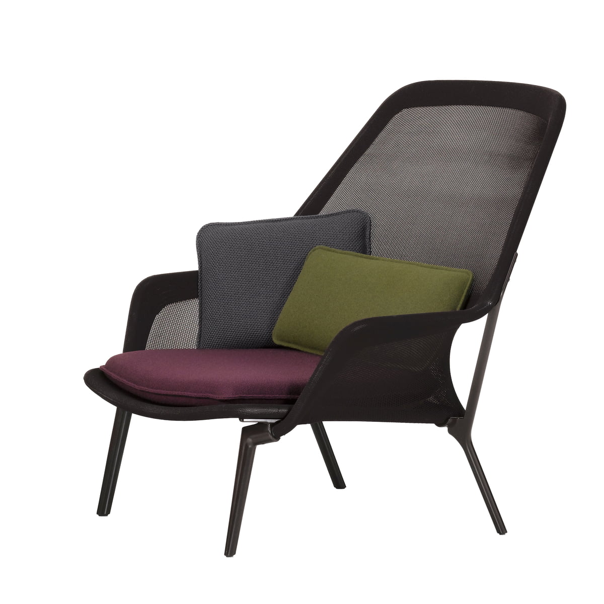Vitra - Slow Chair, Beschichtet chocolate / Tricot braun / Kunststoffgleiter