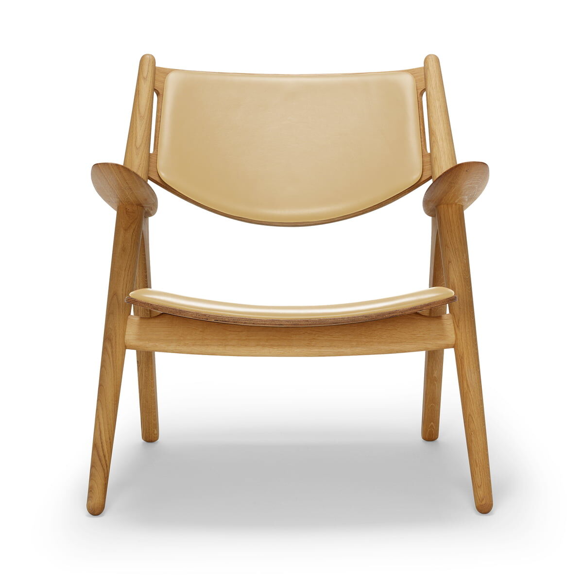 Carl Hansen - CH28P Lounge Stuhl, Eiche geölt / Leder beige (Sif 90)