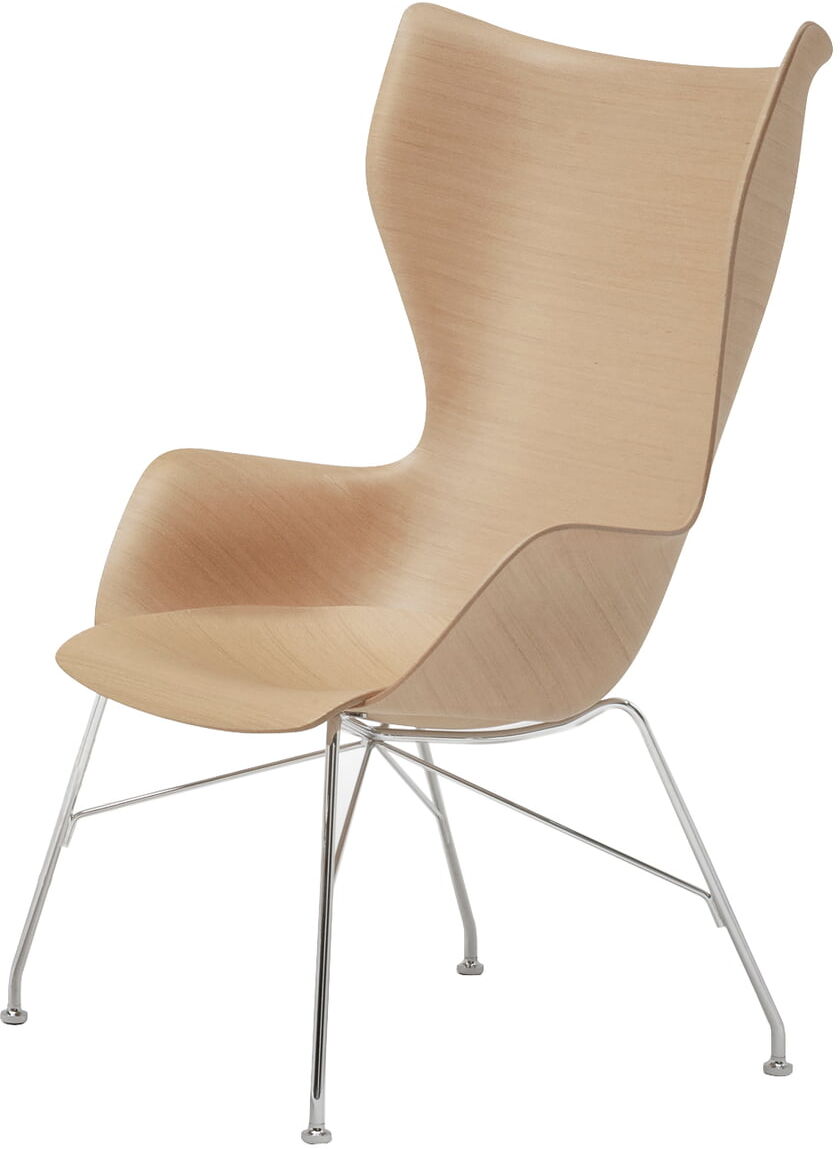 Kartell - K/Wood Sessel, verchromt / Esche hell