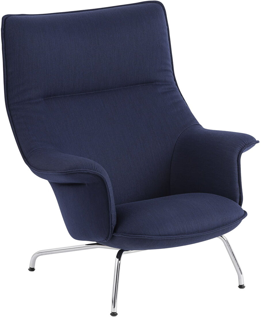 Muuto - Doze Lounge Chair, Untergestell Chrom / Bezug dunkelblau (Balder 782)