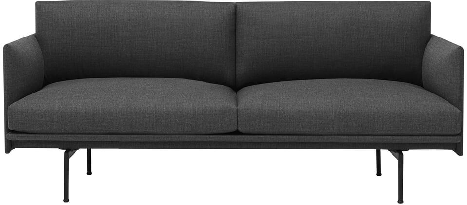 Muuto - Outline Sofa 2-Sitzer, schwarz / grau (Remix 163)