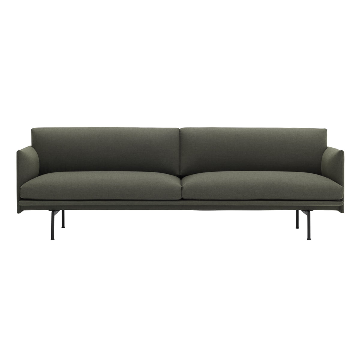 Muuto - Outline Sofa 3-Sitzer, g(rün fiord 961) / verkehrsschwarz (RAL 9017) (EU)