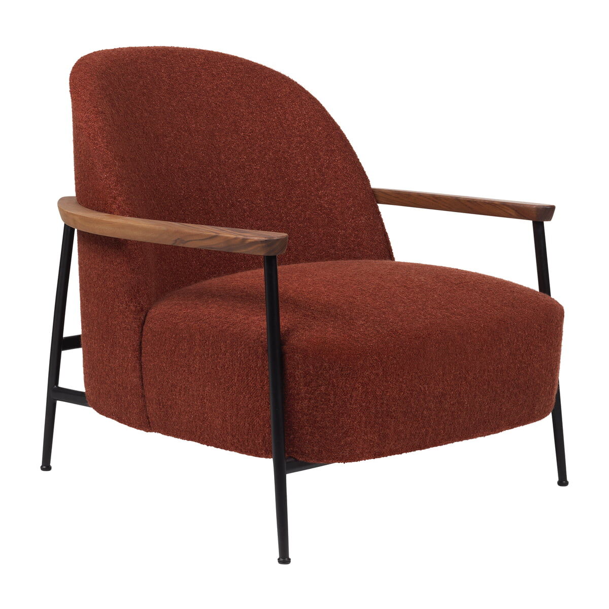 Gubi - Sejour Lounge Chair mit Armlehnen, mattschwarz / Eiche / Harp 007