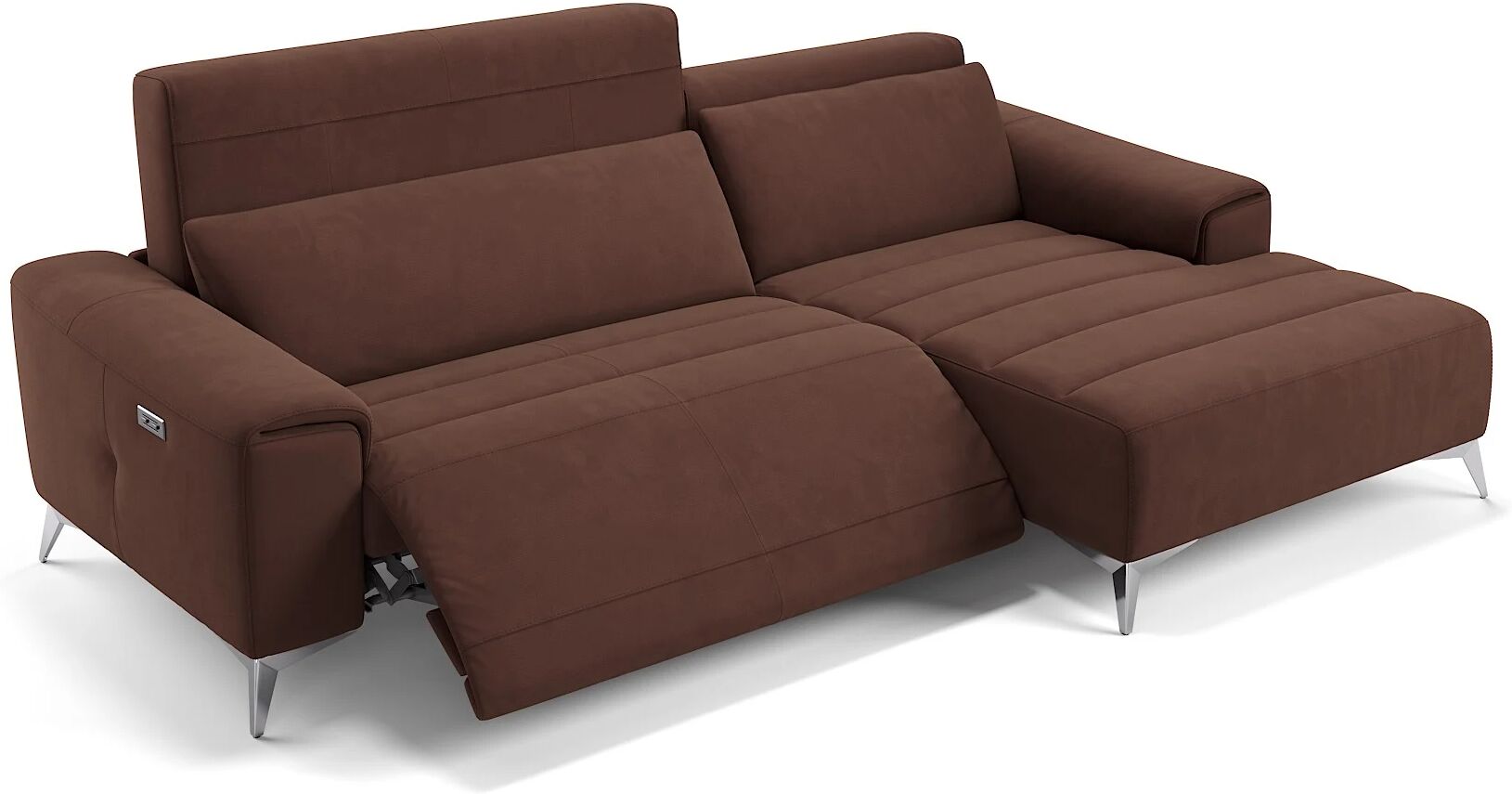 sofanella Stoff Ecksofa BELLA Polsterecke Sitzecke Relaxfunktion Sofa Couch 266x78x100cm Braun