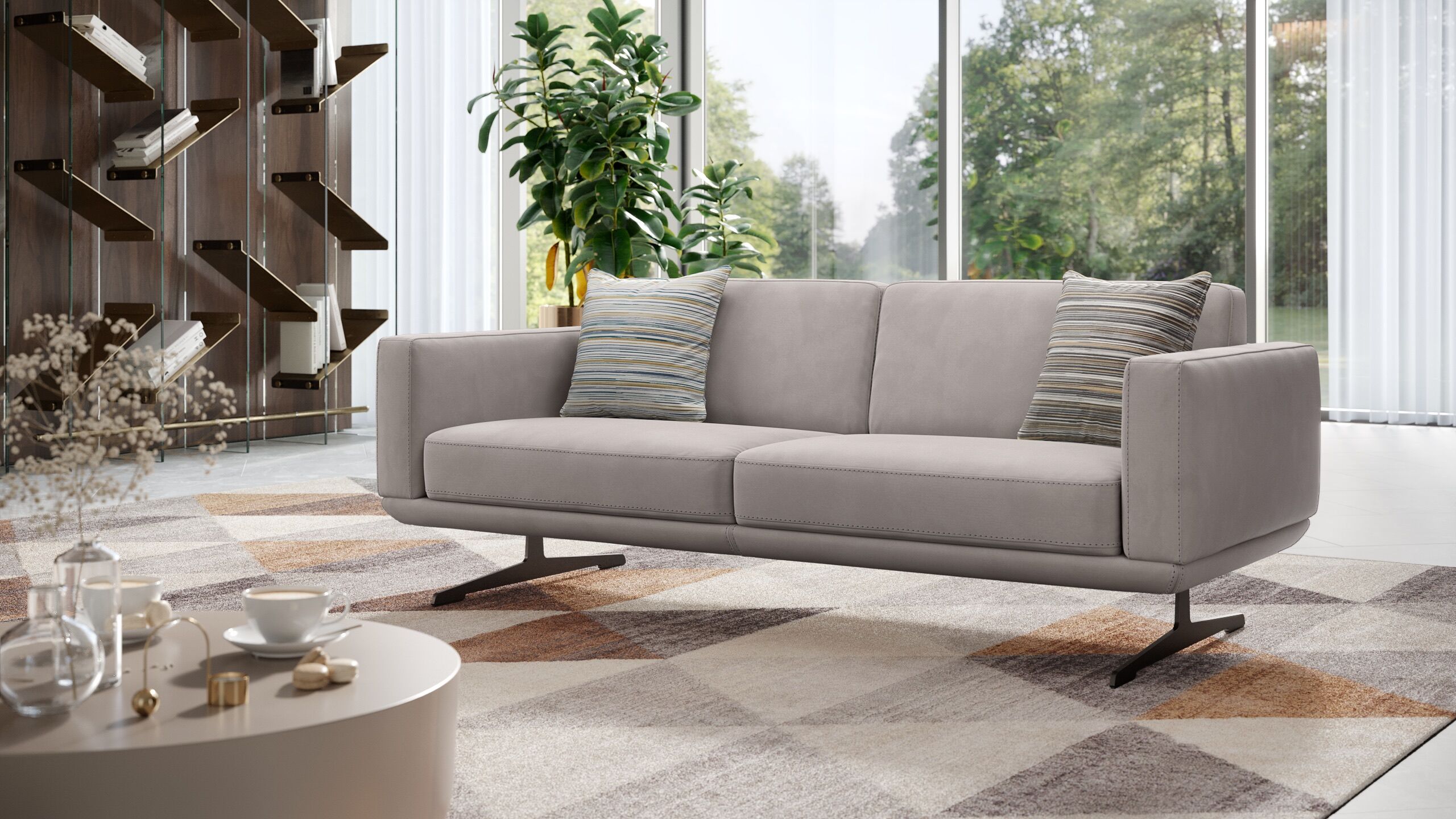 sofanella Designer Sofa Stoff 3-Sitzer MARETO Relax Couch Stoffsofa  Grau