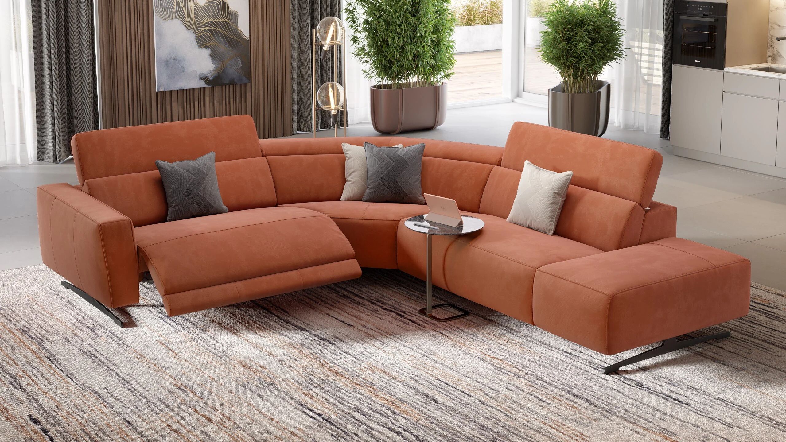 sofanella Stoff Eckcouch Polsterecke ALESSO 286x74x108cm Orange