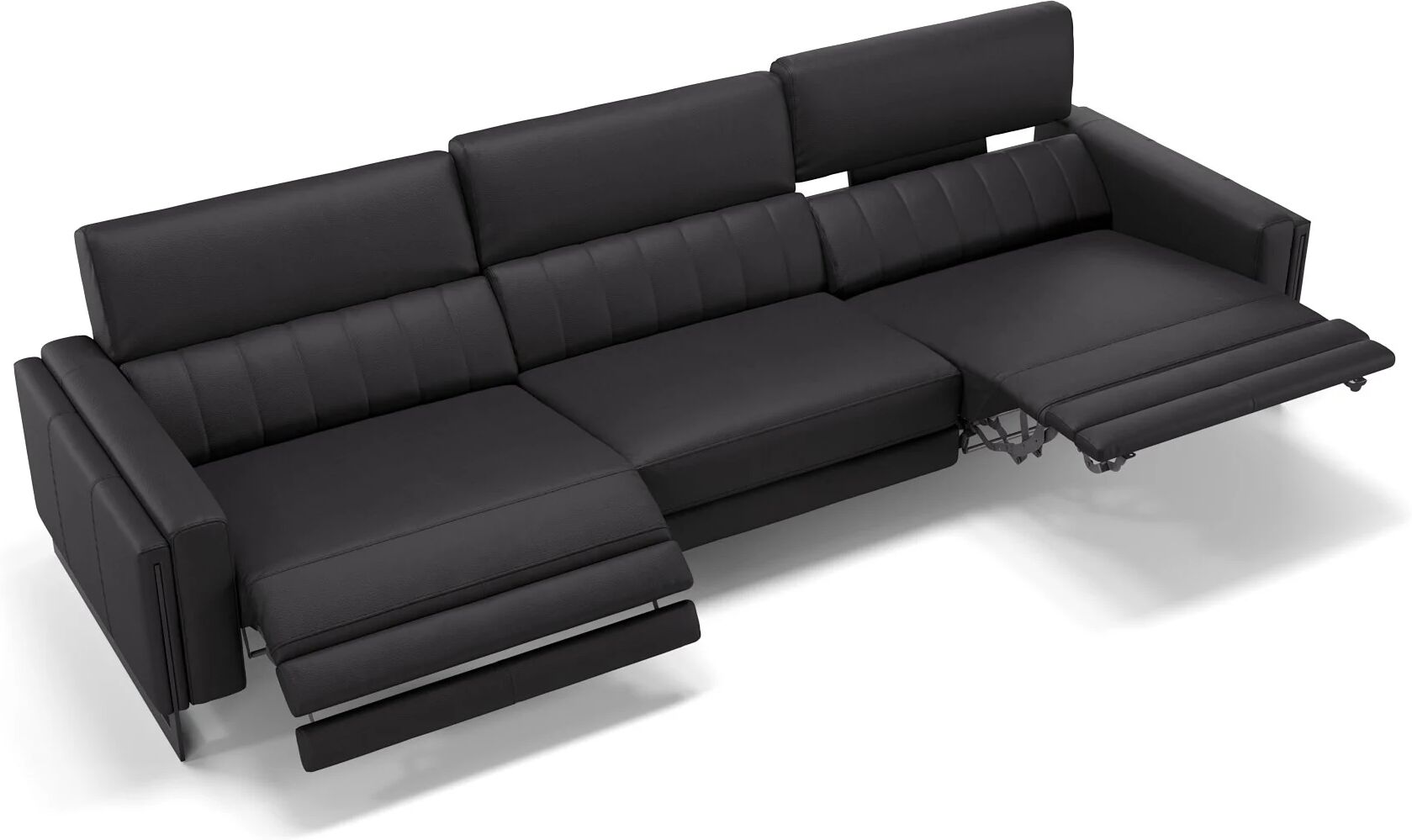 sofanella Designersofa MARA 3-Sitzer Leder Couch 240x101x89cm schwarz