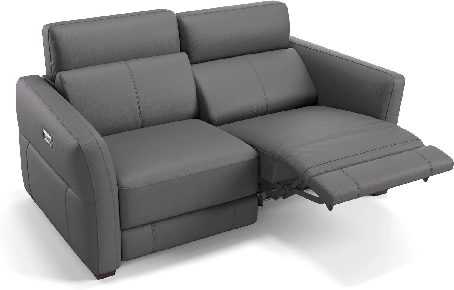 sofanella Ledersofa 2-Sitzer NOVARA Relaxfunktion Leder Sofa Couch 160x98x89cm grau