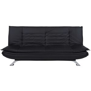 Faith sovesofa læderlook sort PU200 ben metal krom, madras L:196 B:123 cm