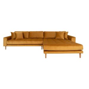 Torino Lounge Sofa i sennepsgul velour højrevendt