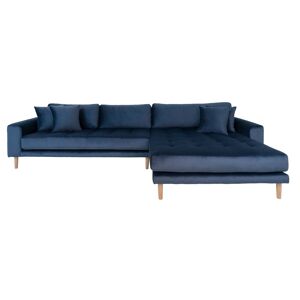 Torino Lounge Sofa i mørkeblåt velour Højrevendt