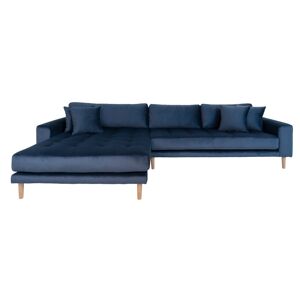 Torino Lounge Sofa i mørkeblåt velour venstrevendt