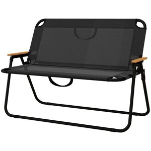 Rootz Living Rootz Campingbænk - Sammenklappelig 2-personers - Havebænk - Amping & Picnics - Mesh Stof Plast - Sort - 108L x 65W x 73H cm