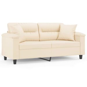 vidaXL 2-personers sofa med puder 140 cm mikrofiberstof beige